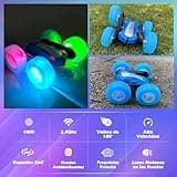 Rodzon Voiture Télécommandée Enfant, 360°Rotation Camion Cascadeuse avec Feux de Roue, 2.4GHz RC Voiture Radiocommandee Jeux Extérieur Jouet Cadeau pour Garçon Fille 6 ans et plus, 2 x Batterie (Bleu)