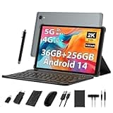 PIXPEAK 2K Tablette 10,36 Pouces, 4G LTE+5G WiFi, 36GB RAM+256GB ROM (2TB TF), Android 14 Tabletta PC, Octa-Core 2.0 GHz, 2000 * 1200, 8000mAh, 13MP+8MP, GPS, Tablette avec Clavier ect (Gris)