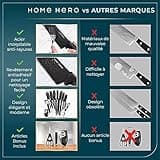 Home Hero Couteau Cuisine avec Aiguiseur Couteaux - Couteaux de Cuisine Professionnelle en Acier Inoxydable - Ensemble de Couteaux et Ustensiles de Cuisine