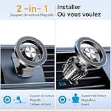 Coolpow Support Telephone Voiture Magsafe【Super Aimants】 Porte Téléphone Voiture Aimanté【360°Rotation】 Aimant Telephone Voiture Kits Accessoire Voiture pour iPhone 17 Pro Max 16 15 14 et étui MagSafe