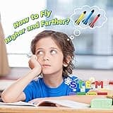 REFUN Rocket Launcher for Kids with 6 Colorful Foam Rockets, Air Rocket Toy Soars Up to 120 Feet, Stomp and Launch Fun Outdoor/Indoor Toy, Great Gift Toys for Boys and Girls Age 3+ Years Old