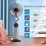 Aigostar Ventilateur Brumisateur, 95W, Silencieux, Ventilateur sur pied avec Télécommande, Minuterie 8h, Fonction ionique, Affichage LED - Forest Mist