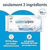 WaterWipes Original Baby Wipes, 720 unités (12 paquets), 99,9 % d'eau, 3-en-1 nettoie, soigne, protège, non parfumées, emballage pouvant varier