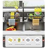ViWaVee Rangement et Organisation de Cuisine, Organisateur d'évier en avec bac d'écoulement Automatique pour Porte Eponge, Porte Serviettes, Super Accessoires pour Salle-Noir.