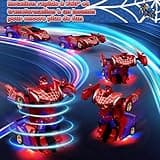 Voiture Télécommandée Transform Spider, Yeux Clignotants & Lumières Sous le Châssis, Voiture RC 2,4 GHz & Robot Rotation 360° Jouet Garçon 3 4 5 6 7 8 9 10 Ans Jeux Enfant 3-12 Ans Cadeau Anniversaire