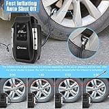 OneAmg Compresseur à Air Portatif 12V, Gonfleur Pneus Voiture 120W, Electrique Compresseur Air avec Affichage Digital et Lumière LED, 3M Câble pour Voiture Vélo (Bleu)