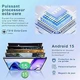 2026 Dernière Tablette 10 Pouces Android 15, 30Go RAM + 128Go ROM(TF 2To), Avec 5G WiFi Octa-Core 2.0GHz, 8000mAh, GPS, Gemini AI tablette, Widevine L1, Tablette Tactile avec Clavier+Souris（Bleu ）
