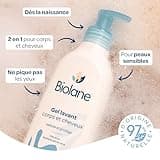 BIOLANE - Gel douche bebe corps et cheveux 2 en 1 - 750ml - 97% Origine Naturelle - Doux - Peaux Sensibles - Fabriqué en France