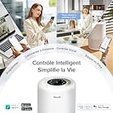 LEVOIT Purificateur d'Air Chambre Silencieux, Élimine 99.97% des Allergènes, Compatible avec APP Alexa, Programmable avec Veilleuse, Jusqu'à 35m², Air Purifier pour Poussières Animaux Odeurs Core 200S