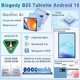 2026 Dernière Tablette 10 Pouces Android 15, 30Go RAM + 128Go ROM(TF 2To), Avec 5G WiFi Octa-Core 2.0GHz, 8000mAh, GPS, Gemini AI tablette, Widevine L1, Tablette Tactile avec Clavier+Souris（Bleu ）