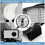 GOPLUS Ventilateur sur Pieds à Roulettes avec 3 Vitesses, Bouton d’Ajustement, Poignée Latérale, Facile à Transporter, pour Patio, Garage, Atelier (Noir) (Noir)