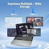 unbholkk Ordinateur Portable 15,6 Pouces, 16 Go RAM 512 Go SSD, Celeron 5205U 5000mAh Grande Batterie Touch ID PC Portable Écran IPS Laptop Win 11 avec WiFi5 BT USB3.0 pour Bureau Étudiant Loisir