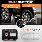 Compresseur à Air Portatif 8000mAh, 150PSI Gonfleur de Pneus Sans Fil pour Voiture, Pompe à Vélo Électrique avec Écran Numérique et Éclairage LED, Adaptée aux Voitures, Motos, Vélos et Ballons, Orange