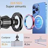 Coolpow Support Telephone Voiture Magsafe【Super Aimants】 Porte Téléphone Voiture Aimanté【360°Rotation】 Aimant Telephone Voiture Kits Accessoire Voiture pour iPhone 17 Pro Max 16 15 14 et étui MagSafe