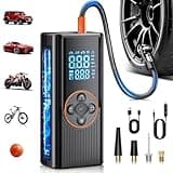 Compresseur à Air Portatif 8000mAh, 150PSI Gonfleur de Pneus Sans Fil pour Voiture, Pompe à Vélo Électrique avec Écran Numérique et Éclairage LED, Adaptée aux Voitures, Motos, Vélos et Ballons, Orange