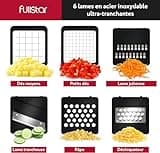 Coupe Legumes Multifonctions et Mandoline Professionnelle Cuisine - Trancheur de Légumes - Decoupe Legumes Cube Oignon Carotte Concombre Tomates - Rapeuse Legume et Fromage (Compact 6-en-1 Blanc)