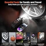 Gonfleur Pneus Voiture Compresseur à Air Portatif sans Fil, 150PSI 6000mAh Mini Pompe à Air Electrique Inflation Rapide avec éclairage LED, Arrêt Automatique, pour Vélo, Moto, Voiture, Balles (Noir)