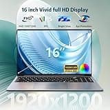 16 Pouces Ordinateur portable 16Go RAM 512Go SSD Celeron N100 (jusqu'à 3,4 GHz) processeur Clavier Rétroéclairé FHD Déverrouillage par Empreinte Digitale Wi-Fi/BT Win 11 Pro pour étudiants et bureaux.