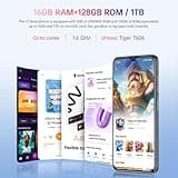 OUKITEL C1 Smartphone Pas Cher Android 15, 16(4+12)Go +128Go(TF 1TB) Telephone Portable Pas Cher, 6.52" HD+ Écran, 5150mAh Telephone, 13MP+5MP Téléphone Gaming, Triple 4G SIM/GPS/Fingerprint/OTG/3.5mm