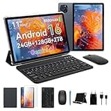 KINGRID T90 Tablette Android 16, 24GO RAM + 128GO ROM, Tablette Tactile 11 Pouces FHD avec Clavier Et Souris, 5G WiFi, 8000mAh, Widevine L1, Double Caméra, Reconnaissance Faciale, GPS, ÉTui