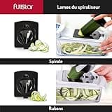 Coupe Legumes Multifonctions - Spiraliseur et Decoupe Legumes Manuel - Coupe Legume Cube Oignon Carotte Concombre Tomates Fruits - Cuisine Accessoires (4-en-1 Blanc)