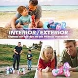 Rodzon Voiture Télécommandée Enfant, 360°Rotation Camion Cascadeuse avec Feux de Roue, 2.4GHz RC Voiture Radiocommandee Jeux Extérieur Jouet Cadeau pour Garçon Fille 6 ans et plus, 2 x Batterie (Bleu)