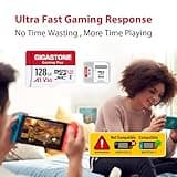 Gigastone Carte Mémoire 128Go Lot de 5 Cartes Gaming Plus Série, Vitesse de Lecture allant jusqu'à 95 Mo/s. A1 U3 V30 Carte Micro SDXC pour Switch Canon Nikon GoPro Caméra Android avec Adaptateur SD.