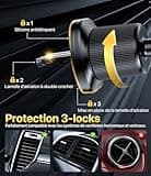 Miracase 2025 Support Téléphone Voiture [Crochet Métallique Fort] Bouche D'aération Porte Téléphone Voiture, Rotation 360° & Opération à Une Main, pour Téléphones de 4.0''-7.0''