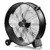 GOPLUS Ventilateur sur Pieds à Roulettes avec 3 Vitesses, Bouton d’Ajustement, Poignée Latérale, Facile à Transporter, pour Patio, Garage, Atelier (Noir) (Noir)