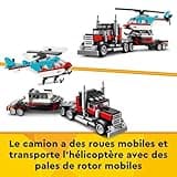 LEGO Creator 3-en-1 Le Camion Remorque avec Hélicoptère, Set de Véhicules avec Jouet d'Hélicoptère et Camion, Avion et Camion-Citerne, Hot Rod et VUS, Cadeau pour Garçons et Filles Dès 7 Ans 31146