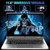 Ordinateur Portable 11.6 pouces 6Go RAM 128Go SSD Celeron N4020 PC Portable, 360° Pliable avec Ecran PC Tactile Laptop, WiFi 2.4G/5G Bluetooth, 1366*768 IPS, Extension par SD, Keyboard Film - Silver