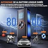 Compresseur à Air Portatif 8000mAh, 150PSI Gonfleur de Pneus Sans Fil pour Voiture, Pompe à Vélo Électrique avec Écran Numérique et Éclairage LED, Adaptée aux Voitures, Motos, Vélos et Ballons, Orange