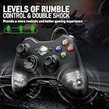 Diswoe 2 Pack Manette pour Xbox 360, 2 Pack Manette PC, Joystick Manette pour Xbox 360/ Slim/PC Windows 7/8/10/11/XP, Gamepad Filaire avec ouble Vibration/Design Ergonomique/Six Axes