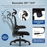 Aiidoits Chaise Bureau Ergonomique, Chaise de Bureau Inclinable Pivotant, Fauteuil de Bureau 150kg Confortable à roulettes, Appui-tête et Accoudoirs Ajustables, Siège Bureau avec Le Support Lombaire