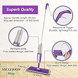 Balais Serpillère Vaporisateur, MEXERRIS Balai Lave Sol avec Reservoir Spray Mop Professionnel Microfibre Mop Pulvérisateur pour la Maison, la Cuisine, Le Bois Dur, Le Stratifié, Le Bois