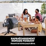 Shark FlexBreeze Pro Mist Ventilateur intérieur/extérieur sans fil, Brumisateur portable, Portée 20 m, Sur pied ou de table, 5 vitesses, Silencieux, Télécommande, Gris Charbon FA300EU