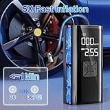 Gonfleur Pneus Voiture Sans Fil, Compresseur à Air Portatif, 150PSI 12V DC 6000mAh Mini Compresseur Portable avec Lumière LED, Compresseur de Voiture Pour Vélo, Voiture, Moto, Vcooter, Balles.