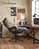 SONGMICS Fauteuil de Bureau, Chaise Gaming, RÉglable, Repose-pieds TÉlescopique, MÉcanisme À Bascule, Appui-tÊte, Support Lombaire, Charge 150 kg, Noir d'Encre et Gris Tourterelle OBG073B03
