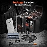 Gonfleur Pneus Voiture Compresseur à Air Portatif sans Fil, 150PSI 6000mAh Mini Pompe à Air Electrique Inflation Rapide avec éclairage LED, Arrêt Automatique, pour Vélo, Moto, Voiture, Balles (Noir)