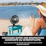 Shark FlexBreeze Pro Mist Ventilateur intérieur/extérieur sans fil, Brumisateur portable, Portée 20 m, Sur pied ou de table, 5 vitesses, Silencieux, Télécommande, Gris Charbon FA300EU