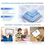 TABWEE T80 Android 15 Tablette Tactile - 12 Go+ 64 Go(2To TF), Unisoc T310,10 Pouces, 6000 mAh, 5 MP+2 MP, Gemini AI, 5G WiFi, GPS (2 Ans de Garantie)