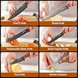 Set Couteaux de Cuisine 7 Pièces avec Porte Couteau Professionnel - Lames Acier Inoxydable Aiguisées, Manches Ergonomiques Antidérapants - Ensemble Couteaux de Chef pour Cuisine Maison