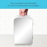 Chefman Portable Mirrored Personal Mini Fridge 4 Litre, Skin Care, Makeup Storage, Beauty, Serums and Face Masks, Small for Desktop Or Travel, Cool & Heat, Cosmetic Application, White