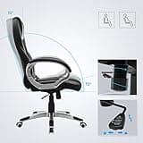 SONGMICS Chaise Bureau Ergonomique, Fauteuil Gamer, Siège Gaming Pivotant, Hauteur Réglable, pour Bureau, Télétravail, avec Roulettes, Noir OBG22B 73 x 70 x 122 cm