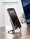 JSAUX Support Téléphone Portable, Support Pliable en Aluminium Ajustable Porte Smartphone Voyage Accessoires Bureau Compatible avec iPhone 16 15 14 13 Pro Max Samsung S24 S23 Ultra A53 Kindle-Gris