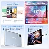 FASTWD Android 15 Tablet 11 Pouces Tablette tactiles Con 4G LTE /5G WiFi,Octa-Core,Gemini AI,36GB RAM+256GB ROM,9580mAh,Face ID,TÜV,GMS,GPS,BT5,Tablette avec Clavier,Noir