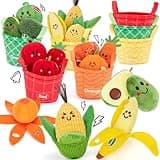 hahaland Jouet Bebe 6 Mois Jouet Eveil Bebe 6-12 Mois, 16 Pièces Fruits et Legumes Jouets en Peluche avec Panier, Jouet Sensoriel Bebe Jeux Montessori Cadeau Bebe 1 an Garçon Fille