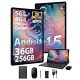FASTWD Android 15 Tablet 11 Pouces Tablette tactiles Con 4G LTE /5G WiFi,Octa-Core,Gemini AI,36GB RAM+256GB ROM,9580mAh,Face ID,TÜV,GMS,GPS,BT5,Tablette avec Clavier,Noir