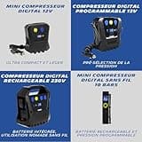 MICHELIN 009519 Compresseur à Air 12 V Programmable – 7 Bars – Gonflage Pneus de Voiture en 3 Minutes – Arrêt Automatique - Manomètre Digital – Robuste Compact – LED - Livré avec embouts adaptateurs