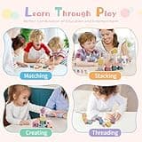 Jeux Montessori Enfant, 3 en 1 Jouet d'activité et de Développement Empilable y Enfiler, Enfant Jeu Educatif, Jouets de Tri Bois Cadeau pour Garcon et Fille 2 3 4 5 Ans, Jouets de Perles de Laçage